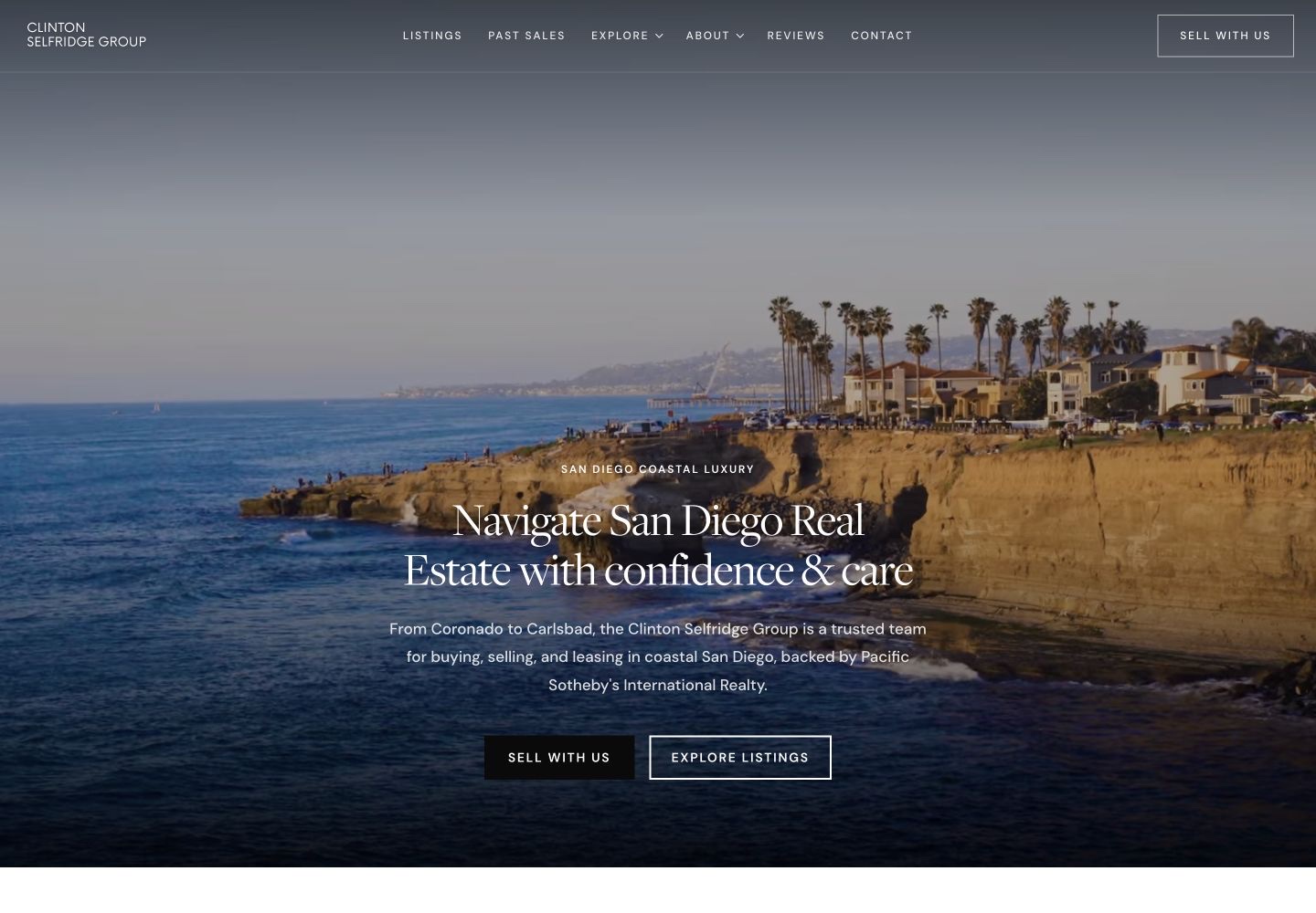 Clinton Selfridge Group website homepage, designed by First Street